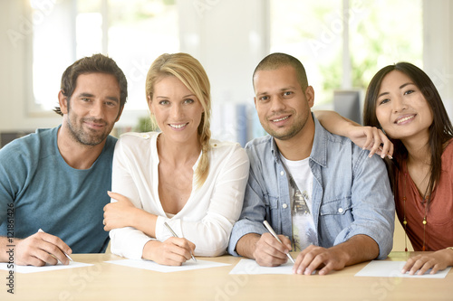 Ethnic people in business room