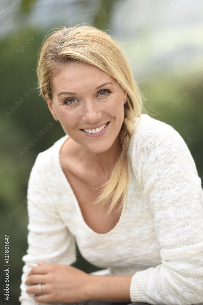 Portrait of attractive middle-aged blond woman Portrait of attractive middle-aged blond woman
