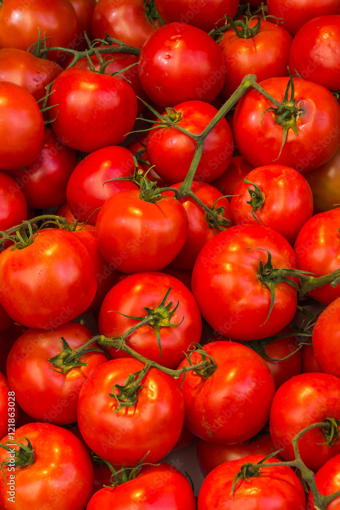 Pile of tomatoes in a market, useful as background