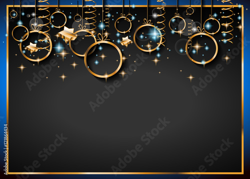 Wallpaper Mural Christmas Vintage Classic Background with golden balls and star lights Torontodigital.ca