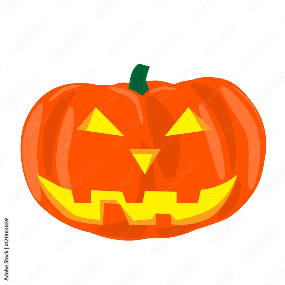 Pumpkin. Isolated orange vegetable for Halloween with scary face. Vector illustration Pumpkin. Isolated orange vegetable for Halloween with scary face. Vector illustration