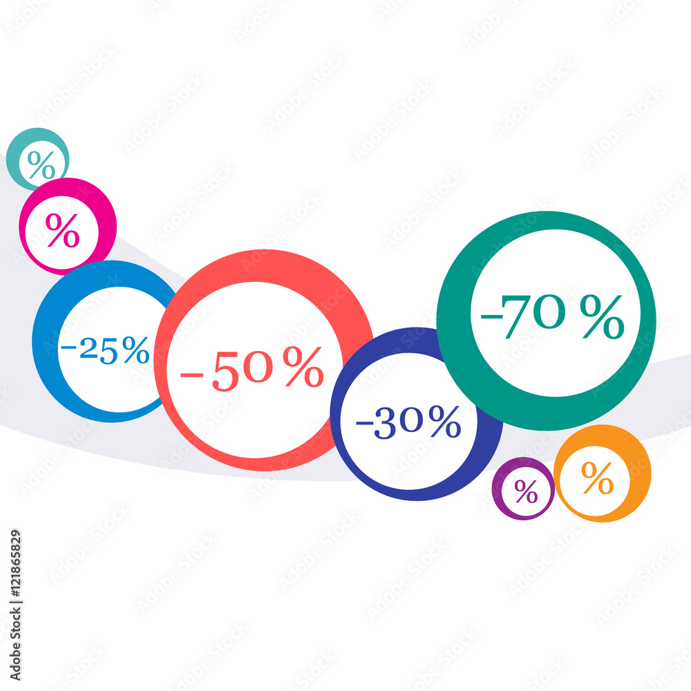 Vector illustration of various discounts for markets and shops. Vector illustration of various discounts for markets and shops.