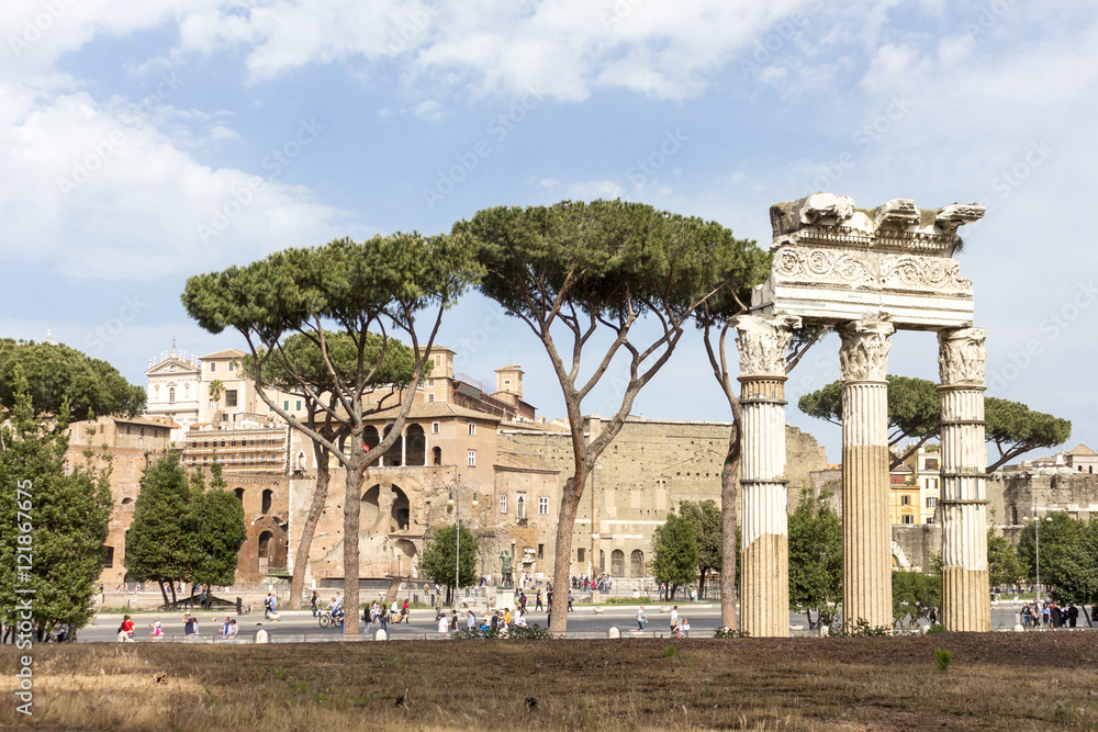 landscape of Via dei Fori Imperiali and Trajan's Forum in Rome