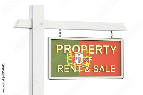 Fototapeta Naklejka Na Ścianę i Meble -  Property for sale and rent in Portugal concept. Real Estate Sign