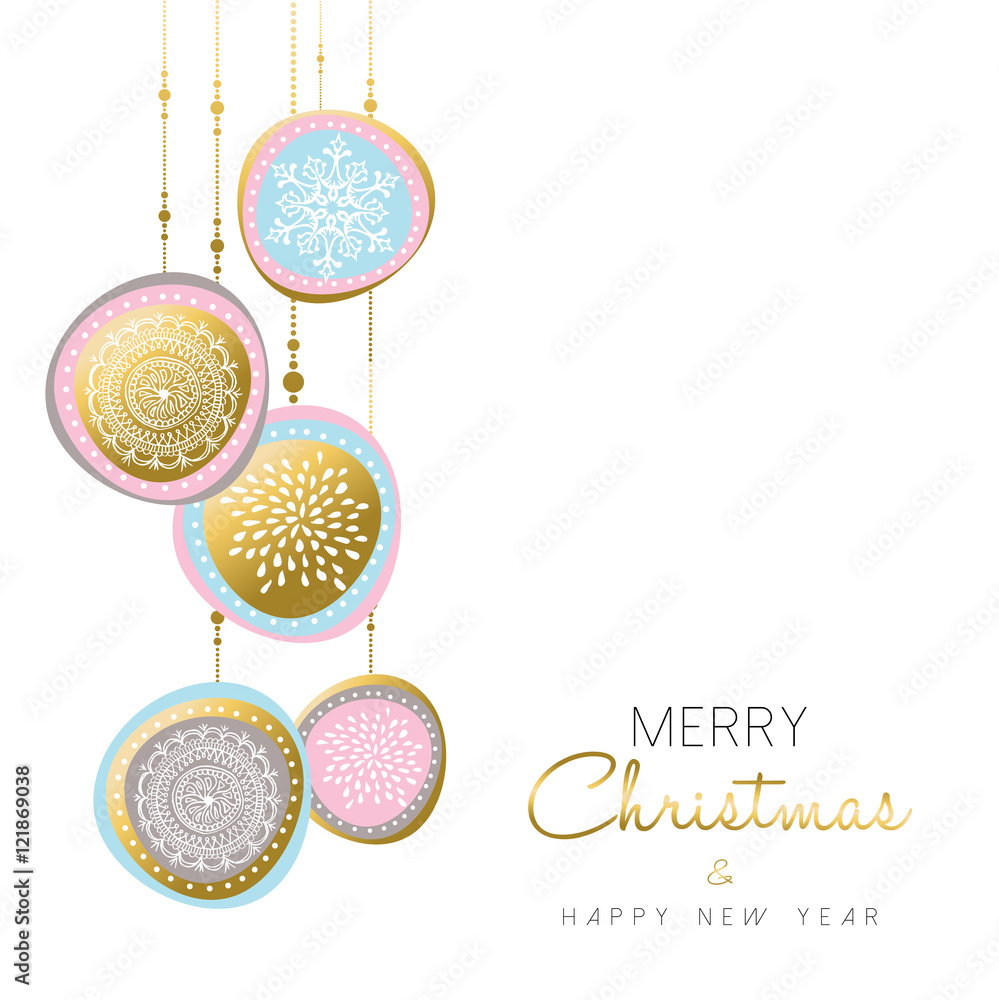 Merry Christmas and new year gold ornament design