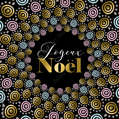 Gold Merry Christmas tribal design in french