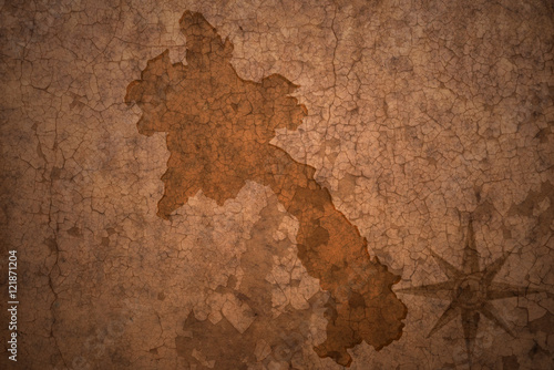 laos map on vintage crack paper background