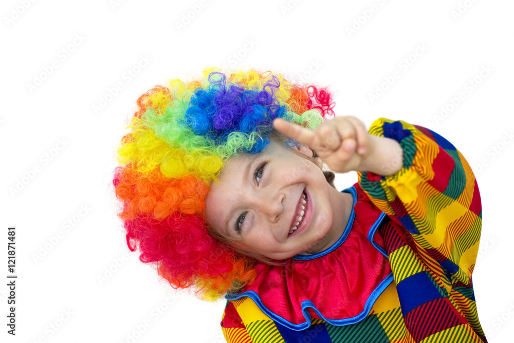 Child in clown costume. Adorable little boy in clown costume, ra Child in clown costume. Adorable little boy in clown costume, ra
