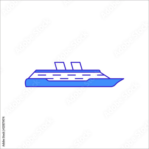 Cruise ship flat sign icon on background