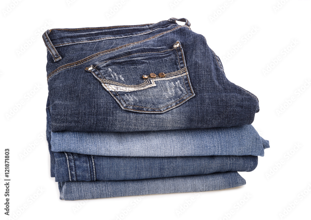 stack of jeans isolated on white background stack of jeans isolated on white background