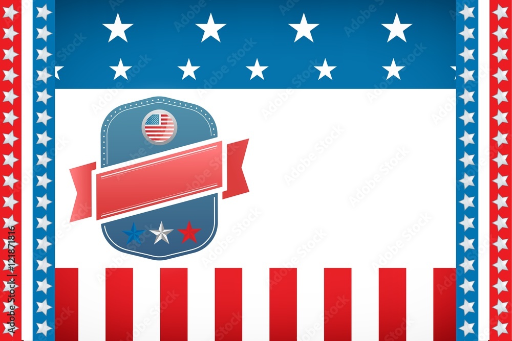 Badge on American flag Stock Illustration | Adobe Stock