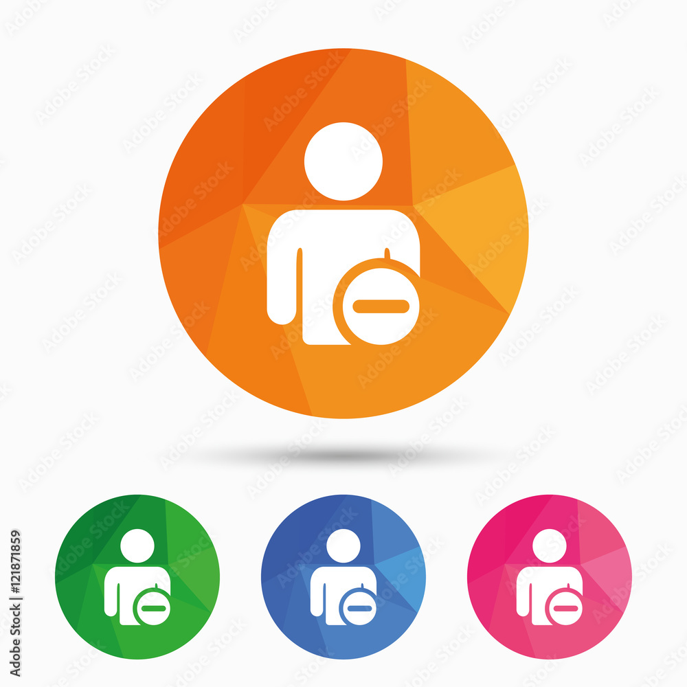 Delete user sign icon. Remove friend symbol. Delete user sign icon. Remove friend symbol.