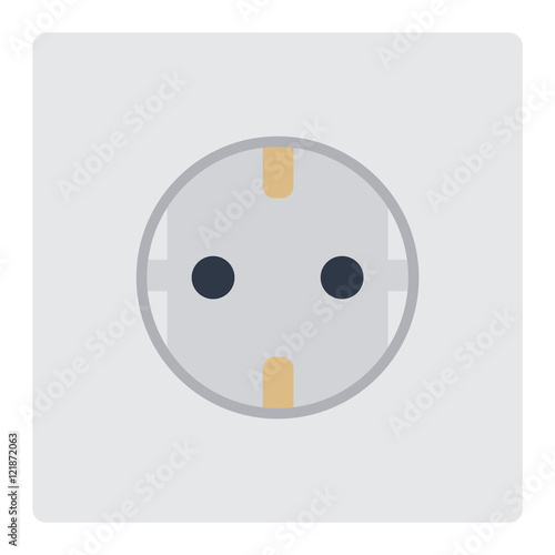 Electric outlet illustration on white background. Energy socket electrical outlet plug appliance interior icon. Wire cable cord connection electrical outlet plug