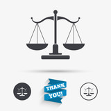 Scales of Justice sign icon. Court of law symbol