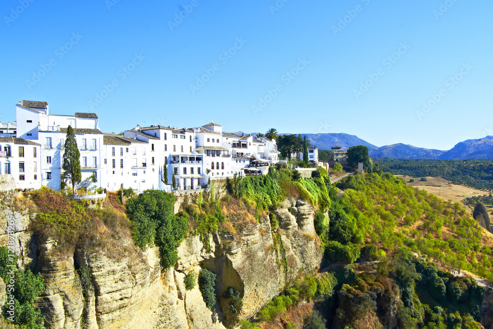 White houses with cliff in Ronda, Spain