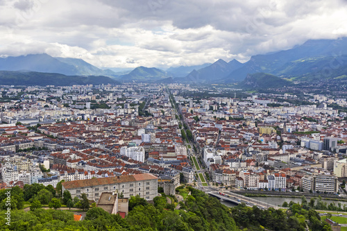 Picturesque aerial view of Grenoble city, France