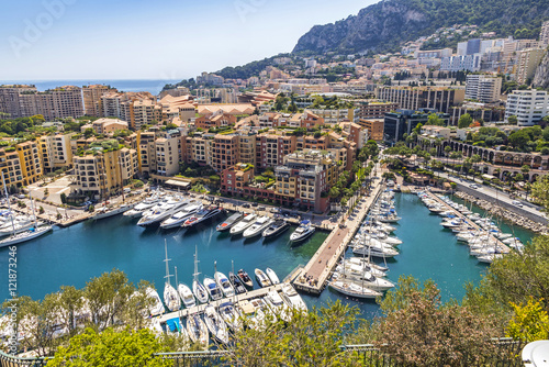 Panoramic view of Port de Fontvieille, Principality of Monaco