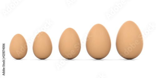 Eggs on white background. 3d illustration