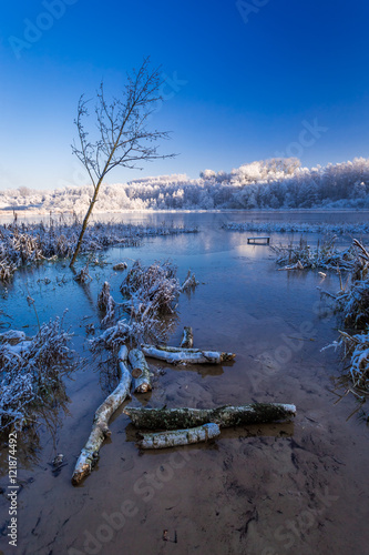 Cold sunrise on winter lake...