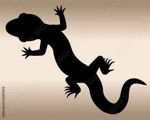 Lizard. The black silhouette of a reptile. 