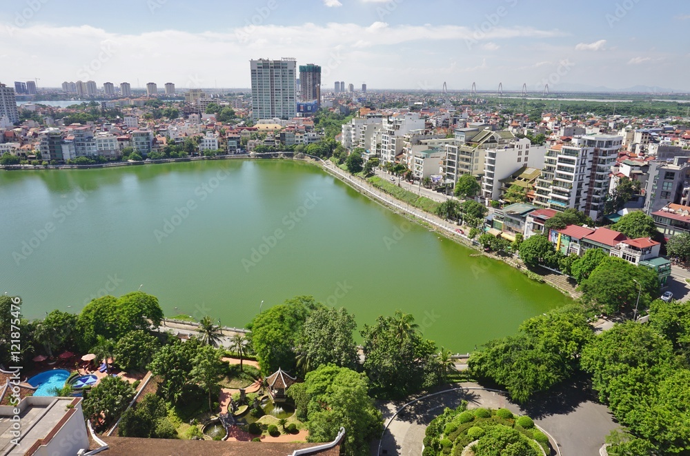 Scenic view of Hanoi, the capital of Vietnam, near the West Lake