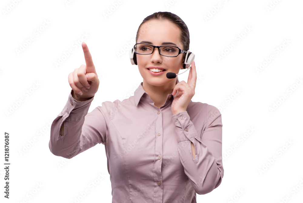 Helpdesk operator isolated on the white background