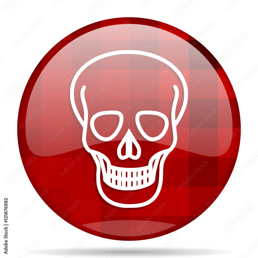 skull red round circle glossy modern design web icon