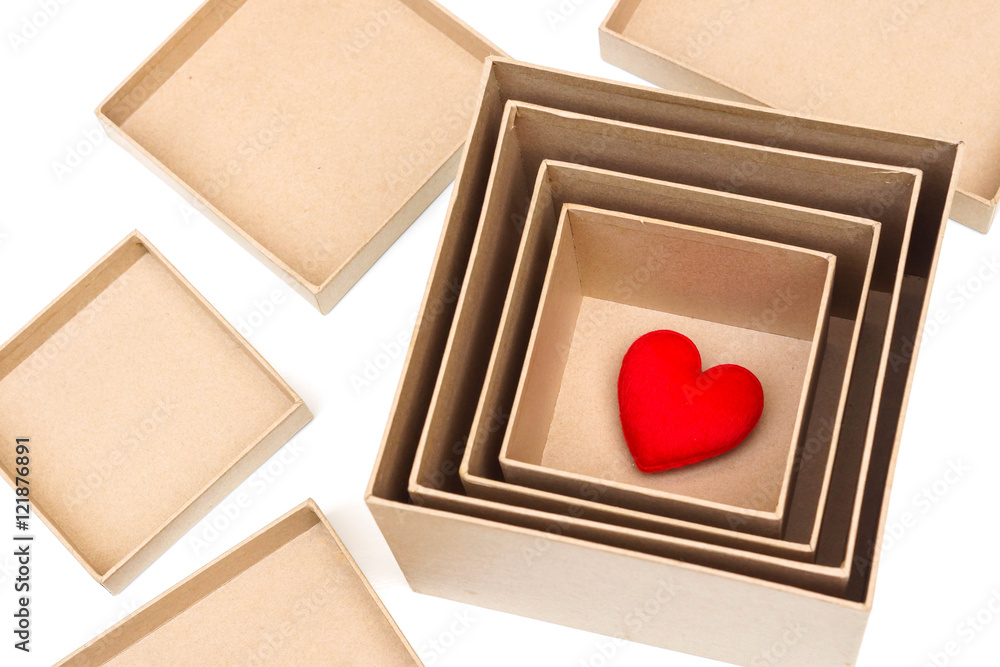 Secret box with a red heart / Hidden love