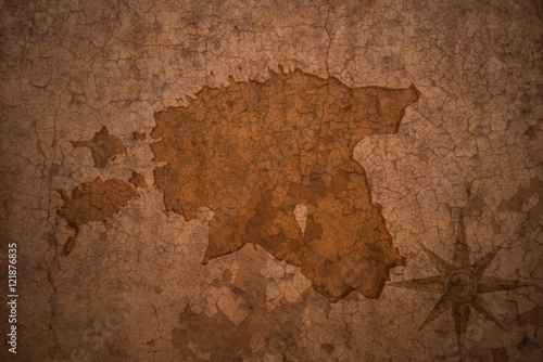estonia map on vintage crack paper background