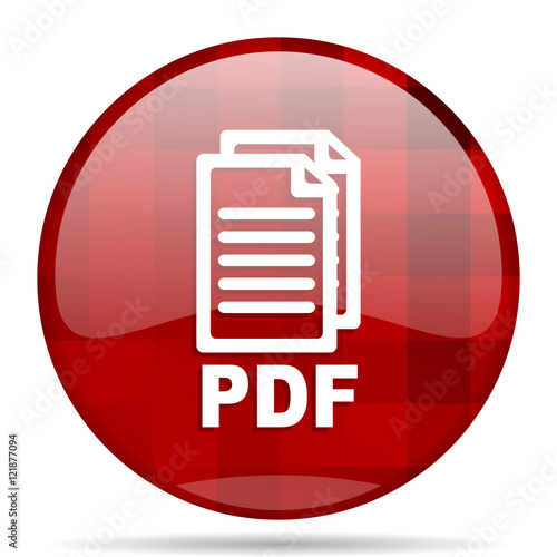 pdf red round circle glossy modern design web icon,