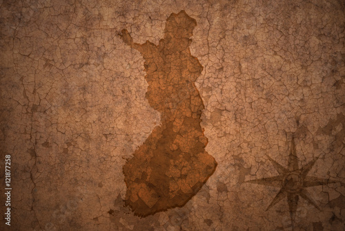 finland map on vintage crack paper background