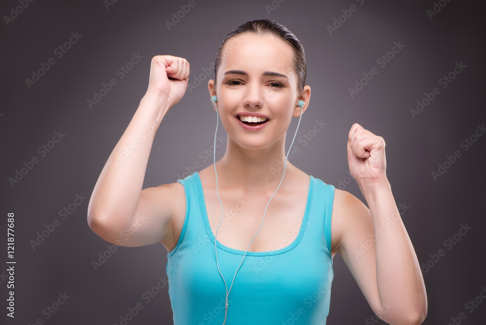 Young woman doing sports in sport concept Young woman doing sports in sport concept