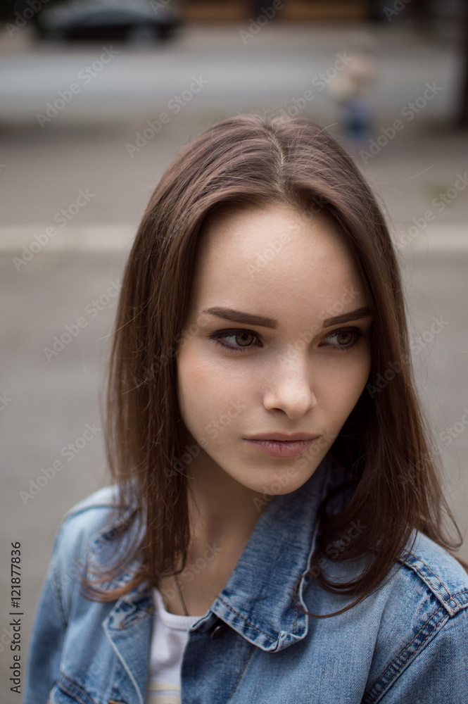 portrait of a beautiful girl closeup on street portrait of a beautiful girl closeup on street