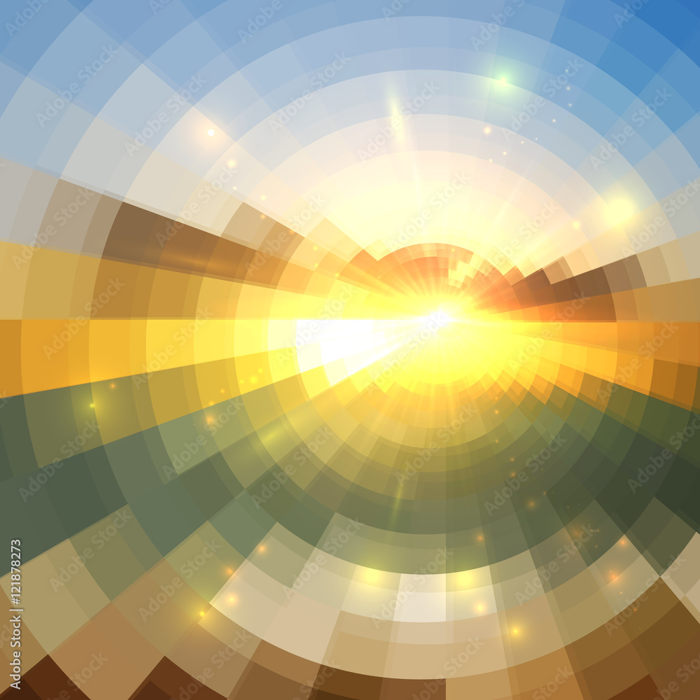 Obraz premium Abstract sunset effect circle technology mosaic vector background