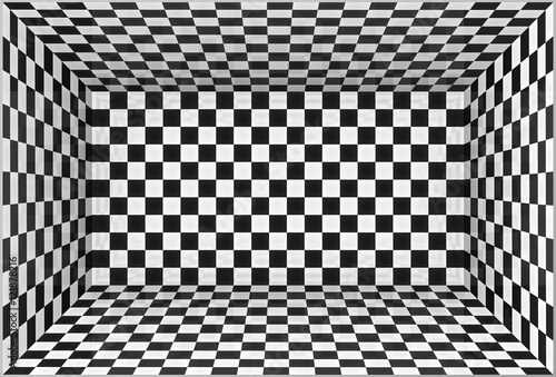 Black and white chessboard walls vector room background