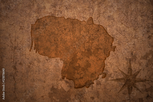 lithuania map on vintage crack paper background