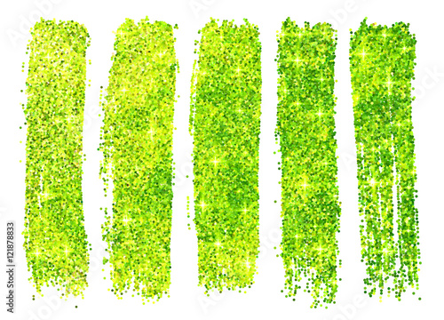 Green vector shining glitter polish samples isolated on white background