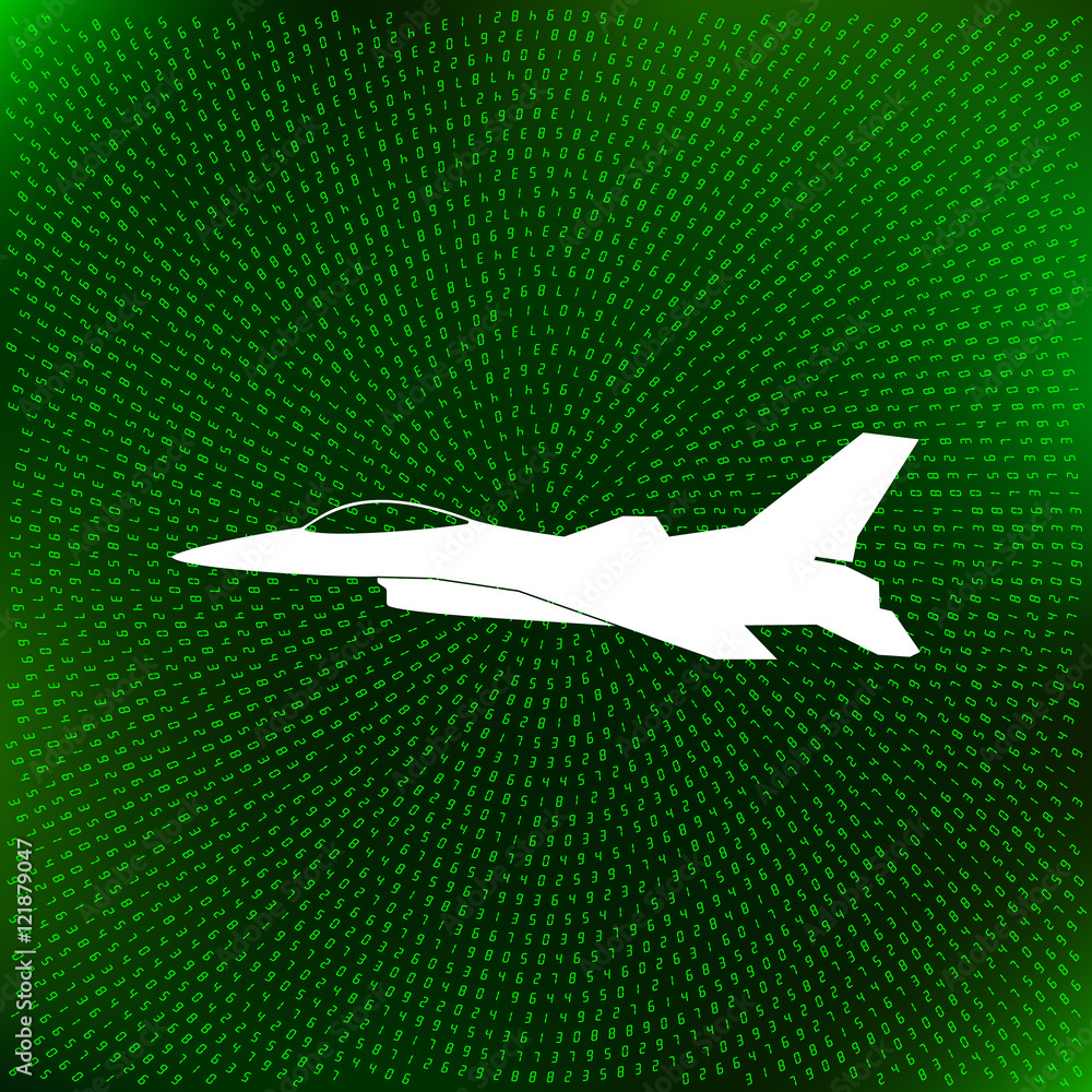 Jet fighter icon. Vector airplane silhouette isolated on white background. Jet fighter icon. Vector airplane silhouette isolated on white background.