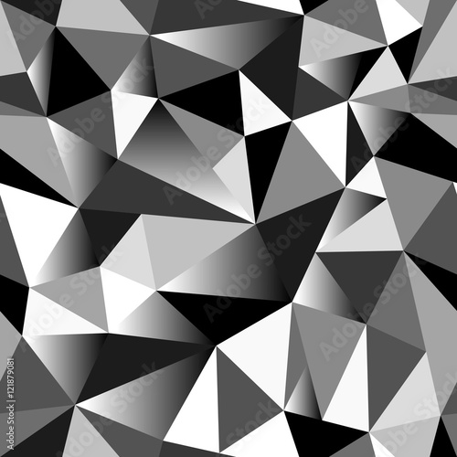 Abstract grayscale gradient geometric rumpled triangular seamless low poly style background