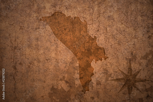 moldova map on vintage crack paper background