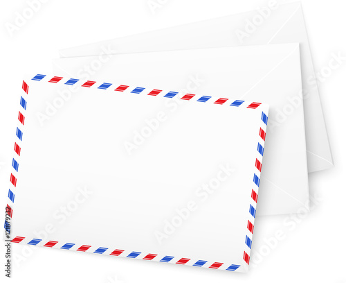 White vector paper envelops isolated on white background
