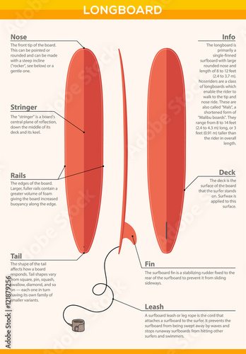 Red long board vector info graphic leaflet