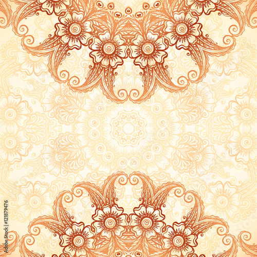 Hand-drawn vector vintage background in mehndi style