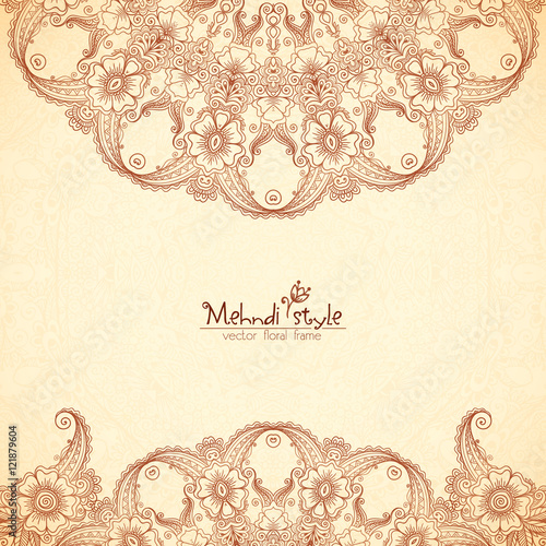Vector vintage background in Indian henna tattoo style