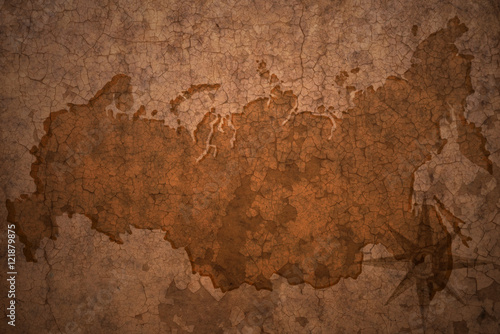 Obraz na plátně russia map on vintage crack paper background