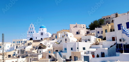 Beautiful white traditional local houses in Santorini island - Greece