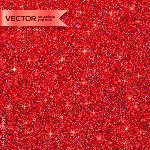 Red Christmas shining glitter vector seamless pattern