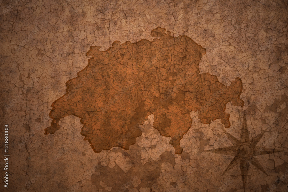 Obraz premium switzerland map on vintage crack paper background