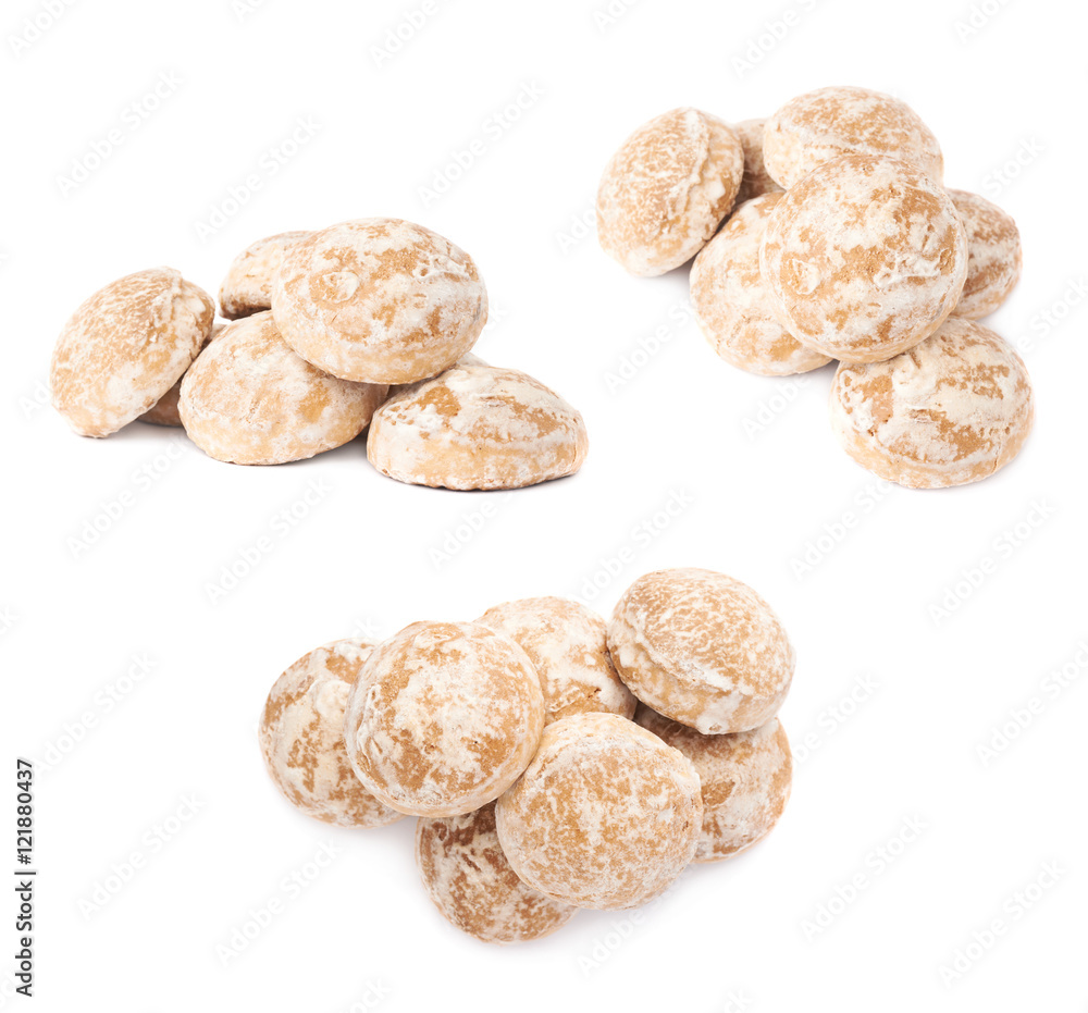 Pile of small cake gingerbread isolated over the white background Pile of small cake gingerbread isolated over the white background