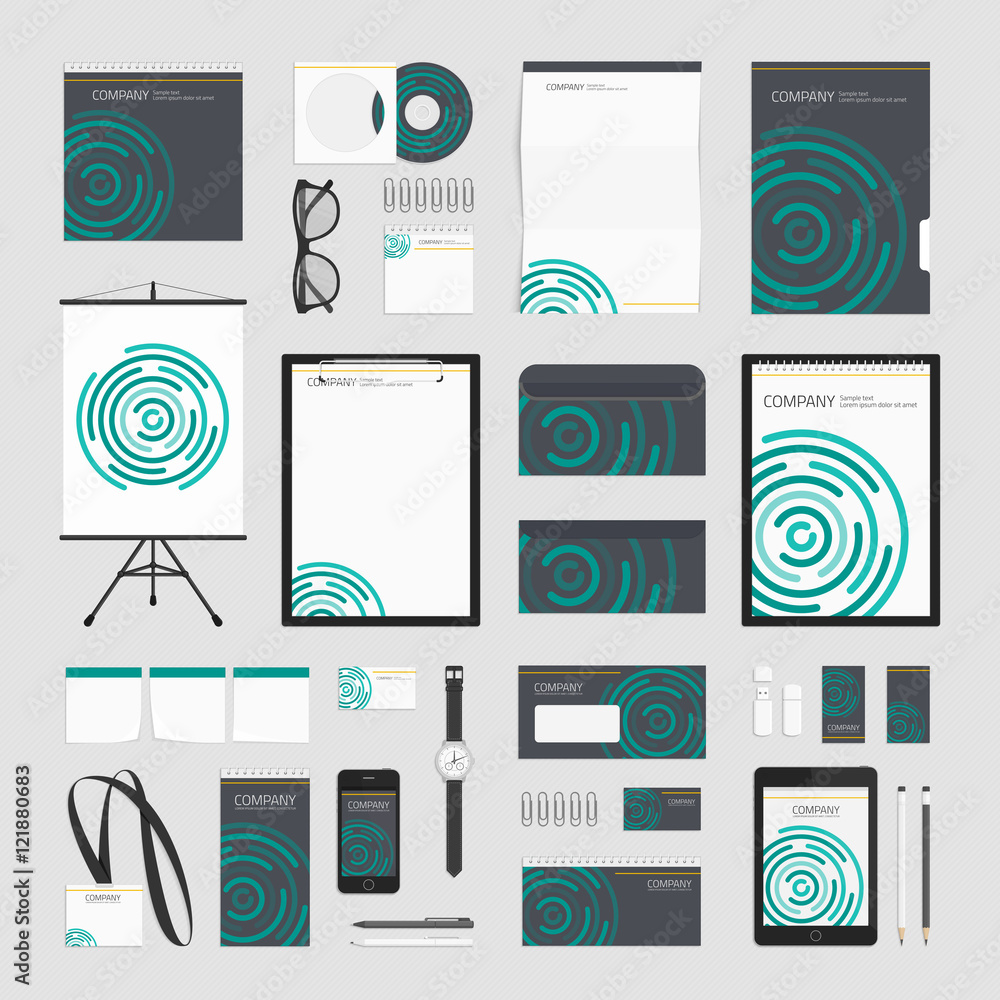 Fototapeta premium Green circles corporate style template.